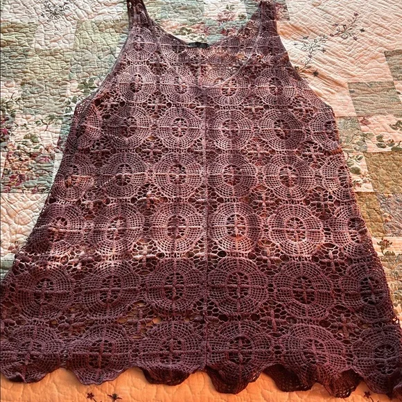 Dark Merlot Gothic Crochet tank top - Picture 1 of 6